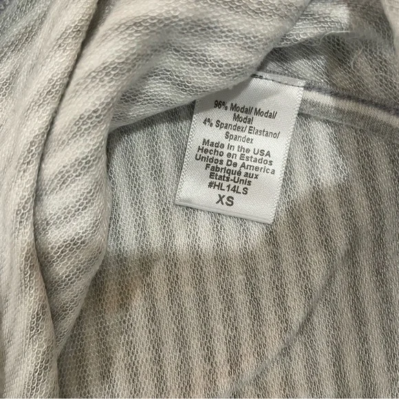 Beyond Yoga Gray Striped Tank Top w/hood & large open arm holes - Picture 2 of 8